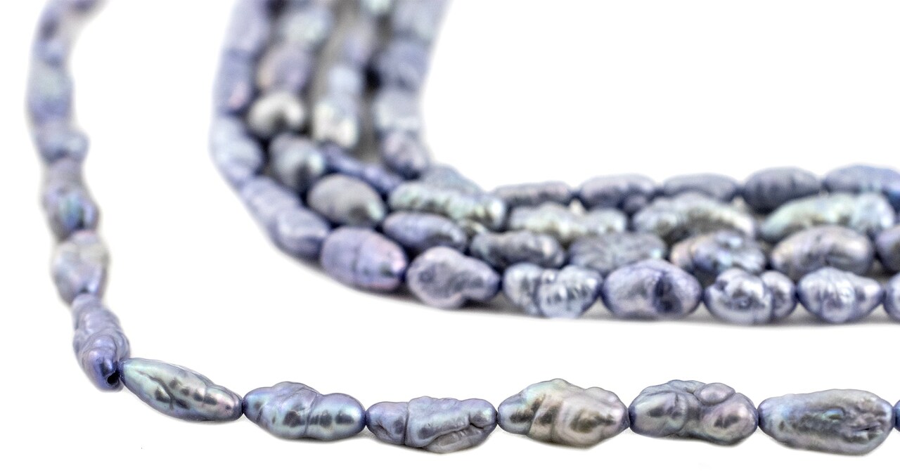 The Bead Chest Japanese Rice Pearl Beads: Vintage Iridescent Lavender 4mm Elegance | Full Strand